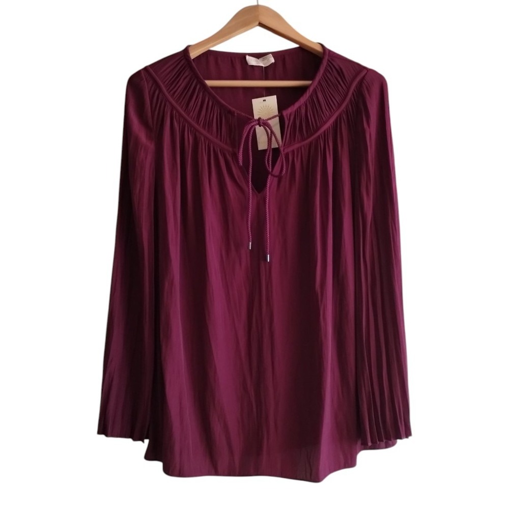 Ramy Brook Amelia Long Sleeve Top Womens M Peasant Career Office Blouse